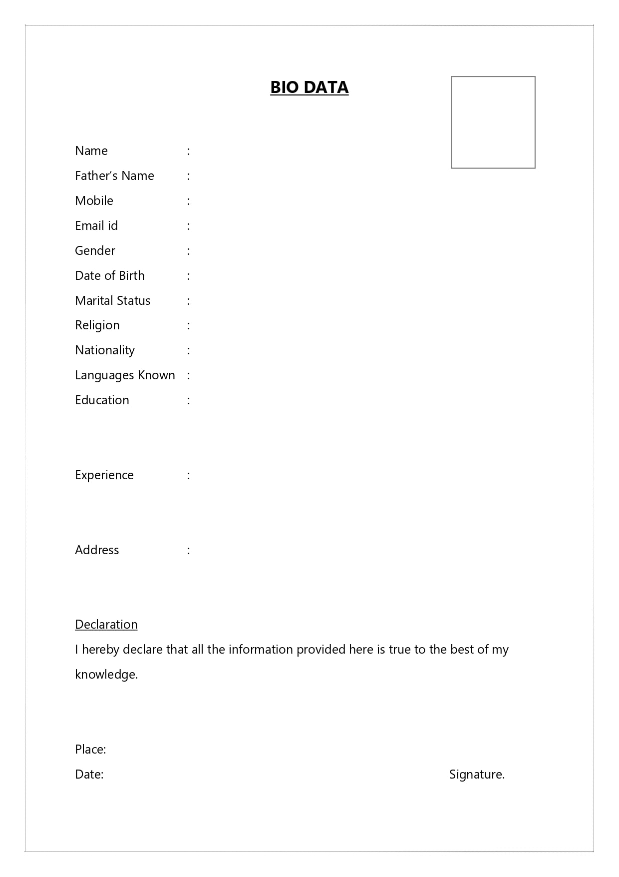 Cv Format In Sri Lanka Bio Data Format In Sri Lanka Download